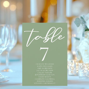 Sage Green Typografy Wedding Table Card w Names