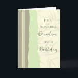Sage Green und Beige Grandson Birthday Karte<br><div class="desc">Geburtstagskarte für Enkel mit modernem und einfachem Salbeigrün und Beige Design und nachdenklichem Vers.</div>
