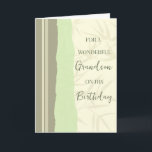 Sage Green und Beige Grandson Birthday Karte<br><div class="desc">Geburtstagskarte für Enkel mit modernem und einfachem Salbeigrün und Beige Design und nachdenklichem Vers.</div>