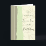 Sage Green und Beige Son in Law Birthday Karte<br><div class="desc">Geburtstagskarte für Jurysohn mit modernem und schlichtem Salbeigrün und Beige Design und nachdenklichem Vers.</div>