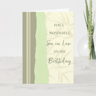 Sage Green und Beige Son in Law Birthday Karte