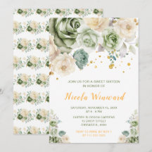 Sage Green und Creme Floral 16 . Geburtstag