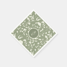 Sage Green und Creme Floral Serviette