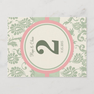 Sage Green und Dusy Rose Tischnummer