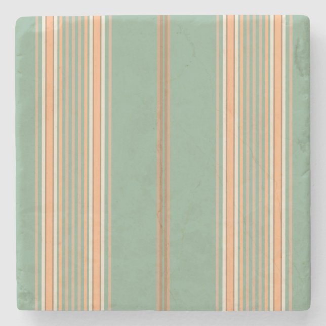 Sage Green und Ecru, Stripes Square Untersetzer (Vorderseite)