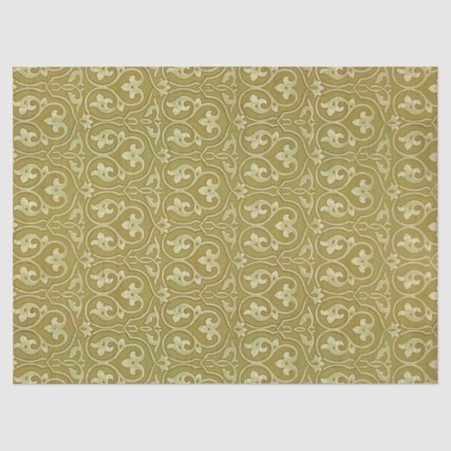 Sage Green und Gold Art Nouveau Pattern Seidenpapier (Vorderseite)
