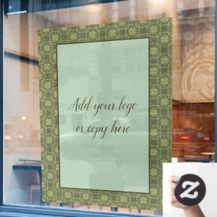 Sage Green und Gold Filigree  Fensteraufkleber