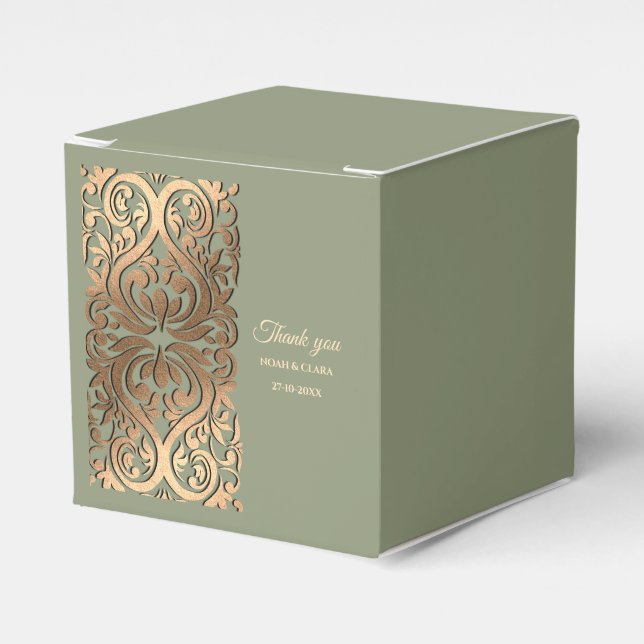 Sage Green und Gold Hochzeit mit Elegant Earthy Geschenkschachtel (Vorderseite)