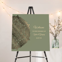 Sage Green und Gold Wedding Willkommen Eleganter L