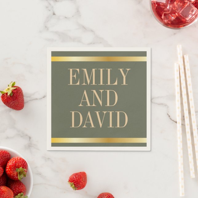 Sage Green und Golden Modern Wedding Serviette (Beispiel)
