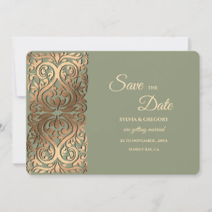 Sage Green und Imitats Gold Save the Date Elegant