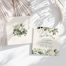 Sage Green und Ivory Wildblume Save the Date Card