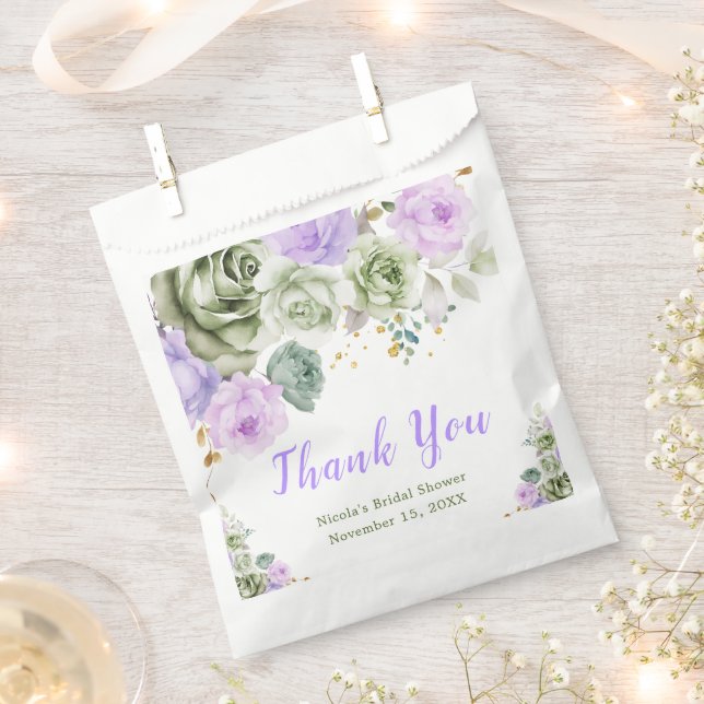 Sage Green und Lila florales Brautparty Geschenktütchen (Ausgeschnitten)