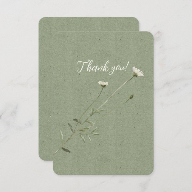 Sage Green und One Single Daisy Dankeskarte (Vorne/Hinten)
