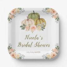 Sage Green und Peach Floral Pumpkins Brautparty