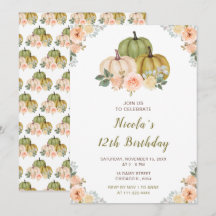 Sage Green und Peach Floral Pumpkins Geburtstag