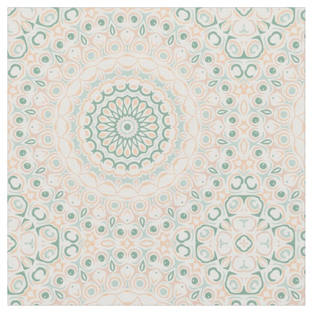 Sage Green und Peach Mandala Pattern Stoff (Nahaufnahme)