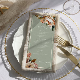 Sage Green und Rose Gold Elegante Blume Hochzeit Menükarte