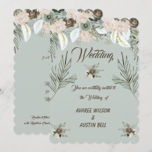 Sage Green und Vanilla Cream Wedding Einladung
