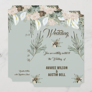 Sage Green und Vanilla Cream Wedding Einladung