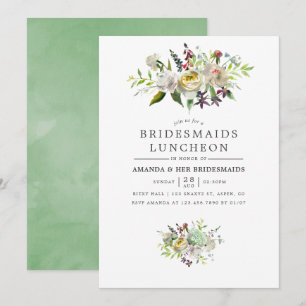 Sage Green und White Floral Bridesmaids Luncheon Einladung