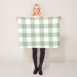 Sage Green und White Gingham Kariert Fleecedecke