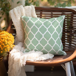 Sage Green und White Marokkanisches Muster Kissen