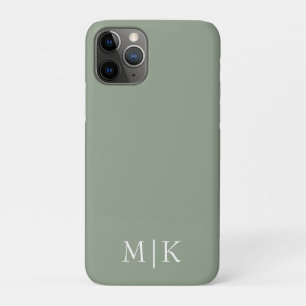 Sage Green und White Modernes Monogramm Case-Mate iPhone Hülle