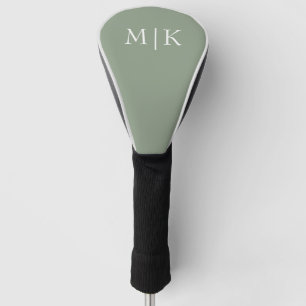 Sage Green und White Modernes Monogramm Golf Headcover