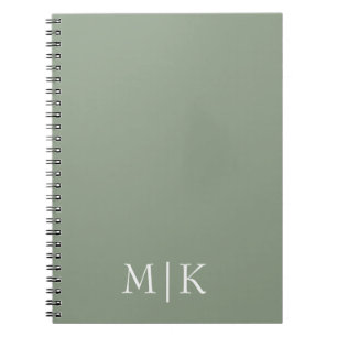 Sage Green und White   Modernes Monogramm Notizblock