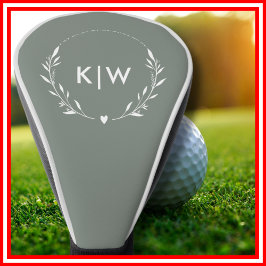 Sage Green und White | Monogram für moderne Initia Golf Headcover