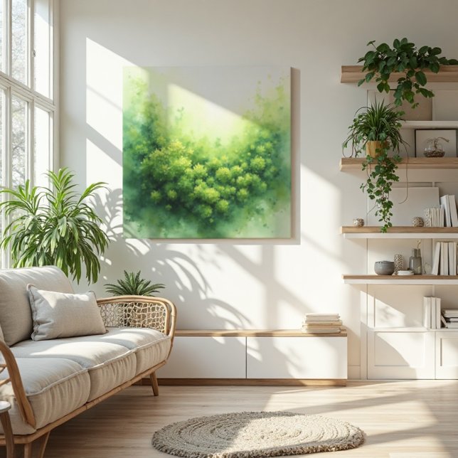 Sage Green Veil Moss Abstrakt - Bio modern Leinwanddruck (Moss Abstract Canvas. Serene botanical style for modern living.)