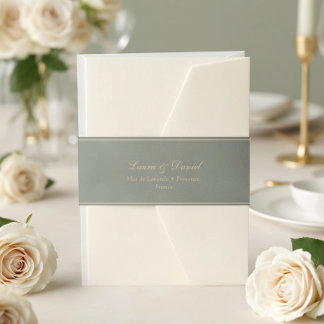 Sage Green Velvet Gold Personalized Wedding  Einladungsbanderole