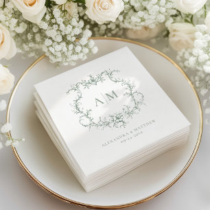 Sage Green Viktorianisch Baroque Floral Wappen Hoc Serviette