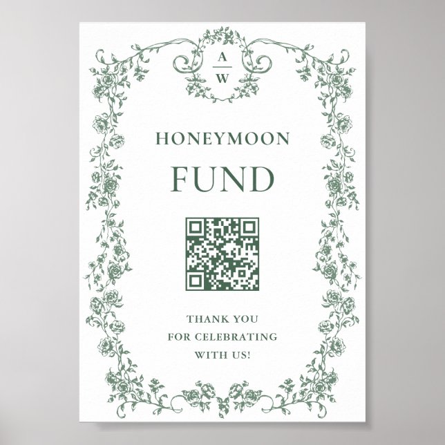 Sage Green Viktorianisch Verzierte Blumenzwiebelfo Poster (Vorne)