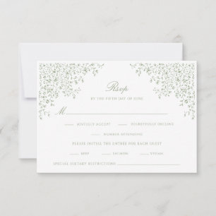 Sage Green Vintag Floral Line Kunst RSVP Karte