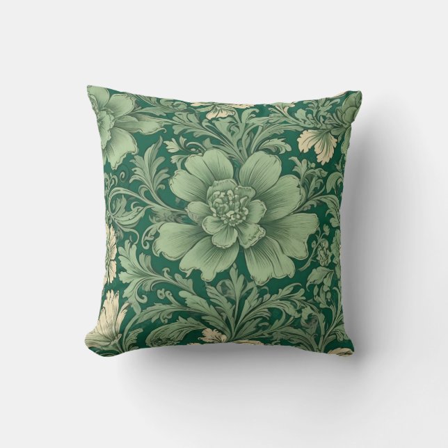 Sage Green Vintag Floral Muster Kissen (Vorderseite)