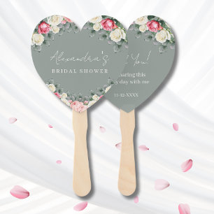 Sage Green Vintag Rose Brautparty Vielen Dank Fächer