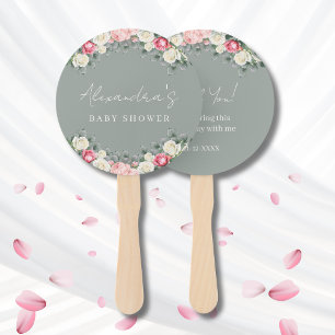 Sage Green Vintag Rose Kinderdusche Danke Fächer