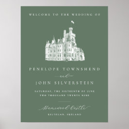 Sage Green Vintage Castle Welcome Wedding Poster