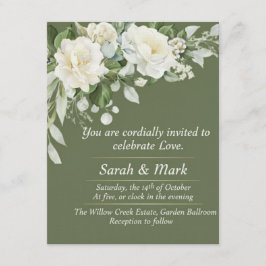 Sage Green Vintage Floral Romantic Garden Wedding  Einladung