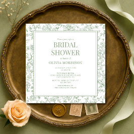 Sage Green Vintage French Floral Bridal Shower Einladung
