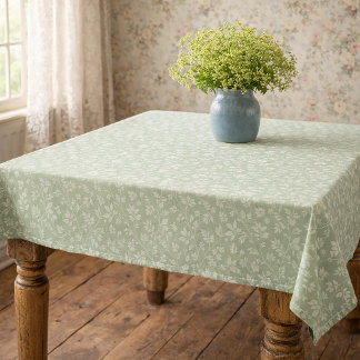 Sage Green Vintage Tablecloth  Tischdecke