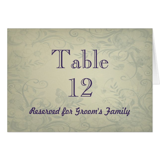 Sage Green Vintage Wedding Tischnummer (Vorderseite (Horizontal))