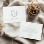 Sage Green Wappen Monogram Wedding Dankeschön Card Dankeskarte<br><div class="desc">Elegantes florales Wappen sage grün Hochzeit danke Ihnen Karte.</div>