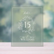 Sage Green Wappen Monogram Wedding Tischnummer