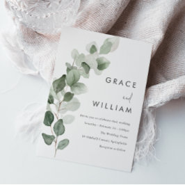 Sage Green Watercolor Blätter Moderne Hochzeiten Einladung