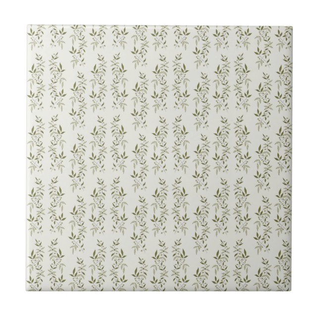 Sage Green Watercolor French Country Olive Pattern Fliese (Vorderseite)