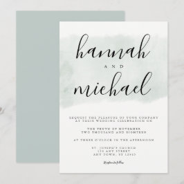 Sage Green Watercolor Moderne einfache Hochzeit Einladung