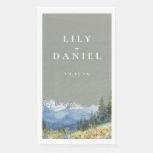 Sage Green Watercolor Mountain Wildblume Hochzeit